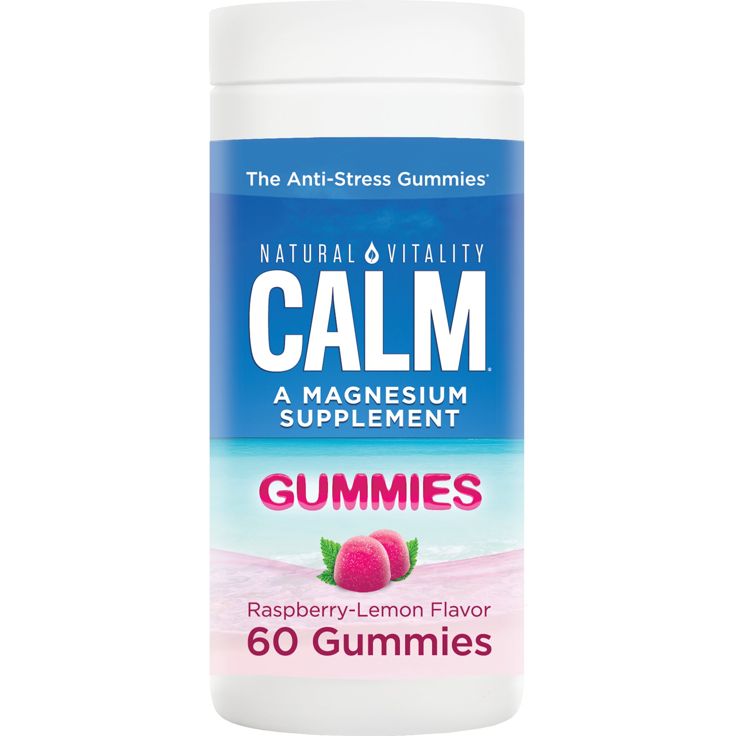 Natural Vitality CALM Gummies, Magnesium Supplement, Raspberry-Lemon Flavor, 60 Gummies