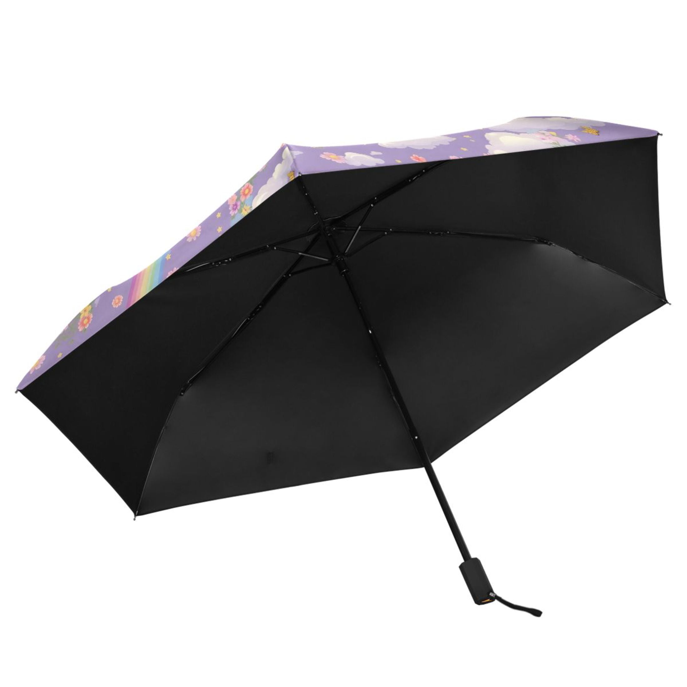 Unicorns and Rainbows Compact Folding Umbrella for Rain Windproof Travel Umbrella UPF 50+ Lightweight Packable Arc Size