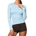 thumbnail image 3 of Norvella Womens Polka Dot T Shirt Crew Neck Long Sleeve Slim Fit Stretch Casual Tee Everyday Fall Layering Top, 3 of 5