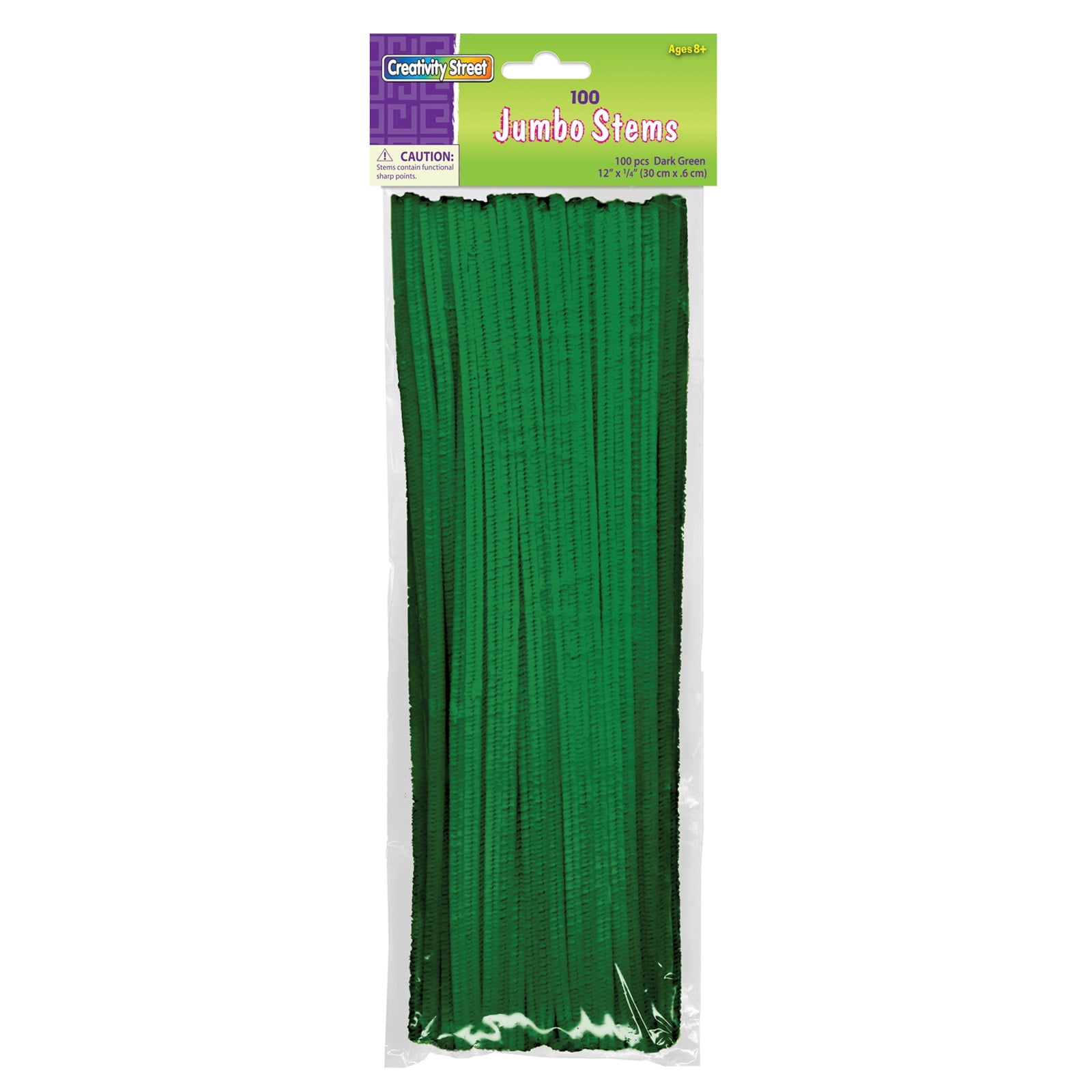 Creativity Street Jumbo Stems, Dark Green, 12" x 6 mm, 1200 Count