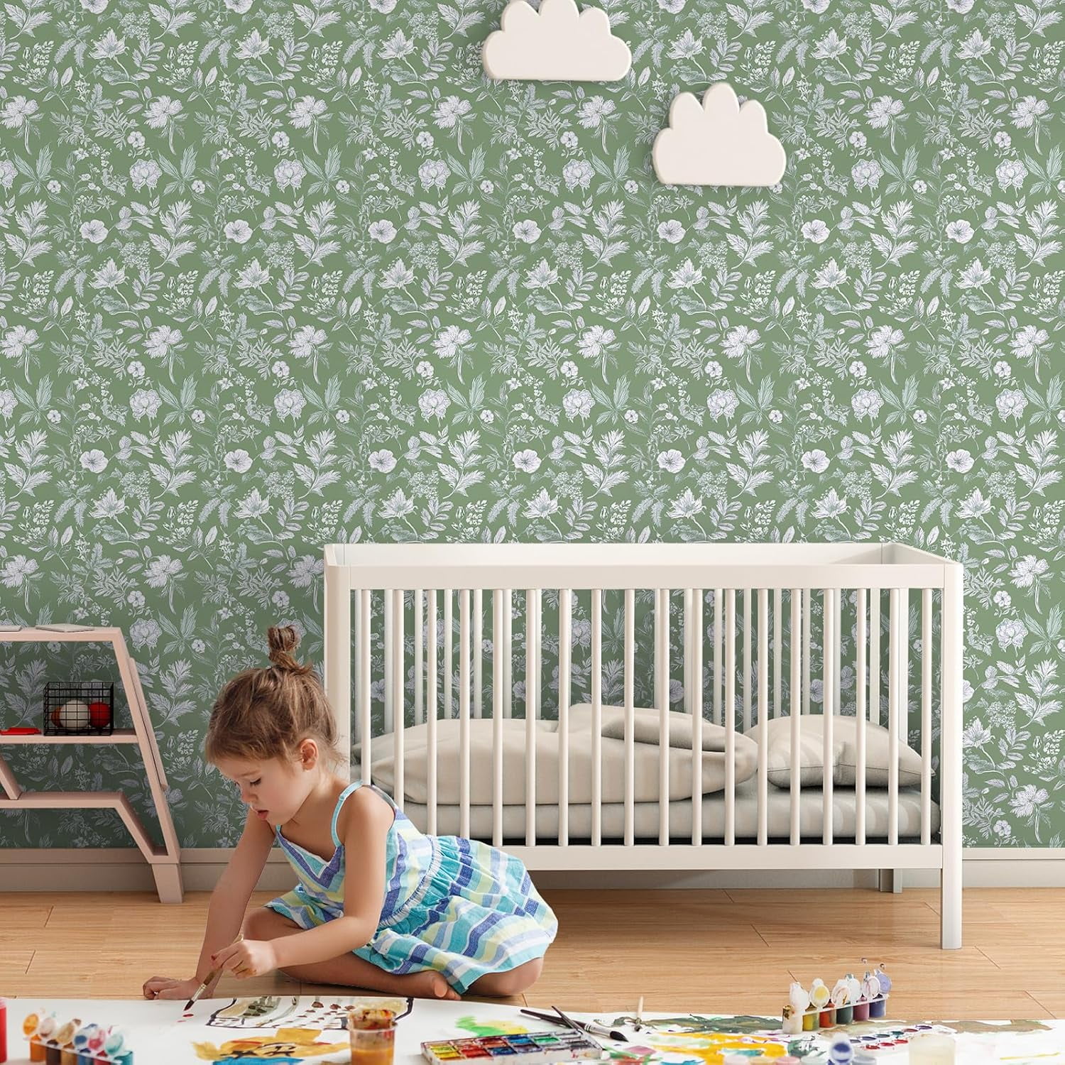 DAZLUTE Floral Wallpaper Peel and Stick,Self Adhesive Removable Wallpaper for Home Bedroom Cabinets Decorative Thicken 17.32" x 394"