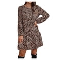 thumbnail image 1 of Vestidos de cuello redondo con estampado de leopardo de manga larga informal para mujer de otoño e invierno Fridja yut2051, 1 of 6