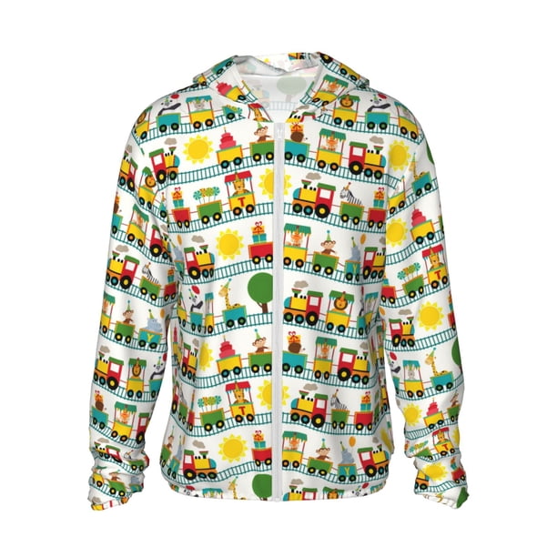 Fotbe Train With Animals Chaqueta con Protección Solar UPF 50+ para Hombre y Mujer, Camisa con Capucha y Bolsillos-XX-Large