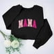 thumbnail image 2 of Sudadera Penkiiy Mama Mujer Oversize Glitter Patch Mama Crewneck Sudaderas Mama Print Manga Larga Moda Suelta Pullver S Negro, 2 of 7