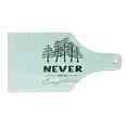 thumbnail image 2 of Adventure Cutting Board, Never Stop Exploring Words Typography and Trees Sketchy Vintage, Decorative Tempered Glass Cutting and Serving Board, Wine Bottle Shape, Black White, by Ambesonne, 2 of 5