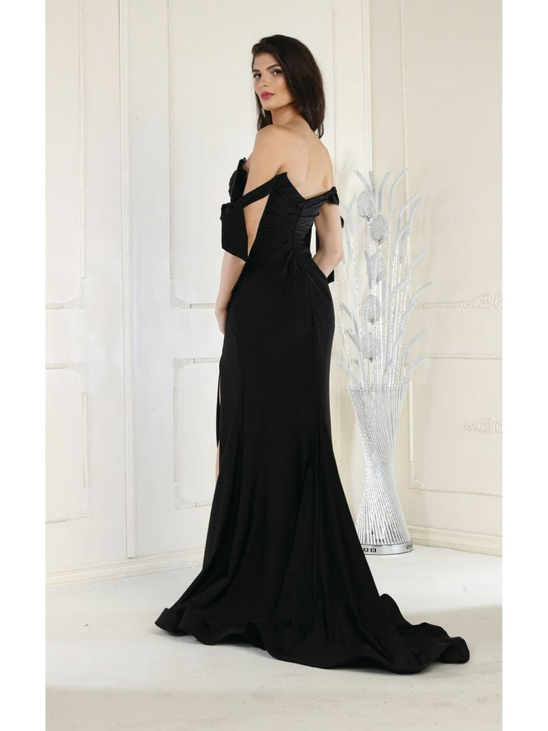 blue dress for baby girl Black Prom Dresses Trumpet/Mermaid Strapless Sequins High Splited Prom  Dress With Train main image 1