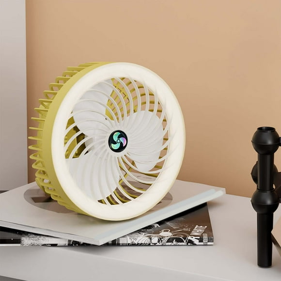 Ventilador de camping con luz LED, batería recargable de 1200 mAh, ventilador para tienda de campaña con gancho, ventilador de escritorio portátil USB de 3 velocidades para tienda de campaña y hogar.