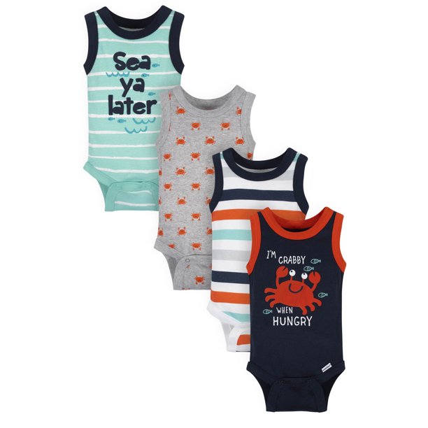 Gerber Baby Boys Tank Onesies Bodysuits, 4Pack