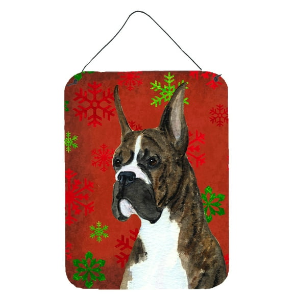 Carolines Treasures SS4715DS1216 Boxer Red and Green Snowflakes Holiday Christmas Wall or Door Hanging Prints 12WX16H