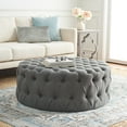 thumbnail image 3 of SAFAVIEH Charlene Modern Glam Solid Tufted Cocktail Ottoman, Grey, 3 of 8