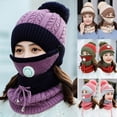 thumbnail image 3 of GRNSHTS Knitted Hat Set, Women Winter Knitted Beanie Cap Warm Face Cover Neck Scarf Gloves Outdoor Set 3Pcs/Set Black, 3 of 9