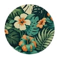 thumbnail image 4 of PIKWEEK Tropical Summer Hawaiian Flower Palm Leaves Print Round Tablecloth White, 4 of 8
