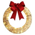 thumbnail image 2 of Christmas LED Metal Wreath With Large Bow - Festive Door Hanging Decor for Home Holiday Celebrations Warm Glowing Lights Durable Metal Wreath Ornament, Gold, 1pc, 2 of 9
