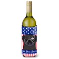 thumbnail image 1 of ""Caroline'S Treasures Bb2193Literk """"God Bless American Flag With Black Pug"""" Botella De Vino Hugger Koozie 750Ml Multicolor"", 1 of 1