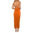 thumbnail image 4 of Women’s Y2k Tube Tops Dress Solid Color Strapless Off-Shoulder Bodycon Long Dress Backless Tie-up Party Club Bandeau Dresses, 4 of 5