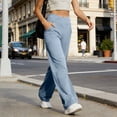 thumbnail image 4 of Tnhcen Women's High Waisted Wide Leg Yoga Pants, Tummy Control Workout Trousers with Pockets, 95% Polyester 5% Spandex Gabardine Office to Gym Pants S-2XL, 4 of 9