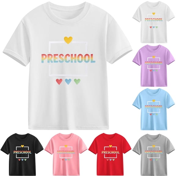 Piuwrlz Girls Short T-Shirts Kids Graphic Shirts Tops Cotton Pullover Black Size 7 Years