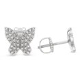 thumbnail image 2 of 1.0 CT Diamond Mini Butterfly Stud Earring 14ktGold Over 925 Silver, Womens Diamond Studs, Diamonds Butterfly Earrings, 2 of 5