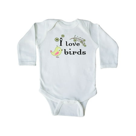 

Inktastic I Love Birds green Gift Baby Boy or Baby Girl Long Sleeve Bodysuit