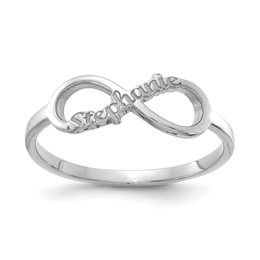 Solid 925 Sterling Silver Name Infinity Love Knot Symbol Ring Band Size 8