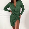 thumbnail image 2 of Sngxgn Women Long Sleeve Deep V Neck Loose Plain Long Maxi Casual Dress(Green,XXL), 2 of 5