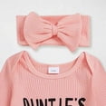 thumbnail image 4 of YDFCWXW Newborn Girl Clothes Letter Print Knit Romper New Born Going Home Outfit Baby Girl Jumpsuit (Light Pink, 0-3 Months), 4 of 6