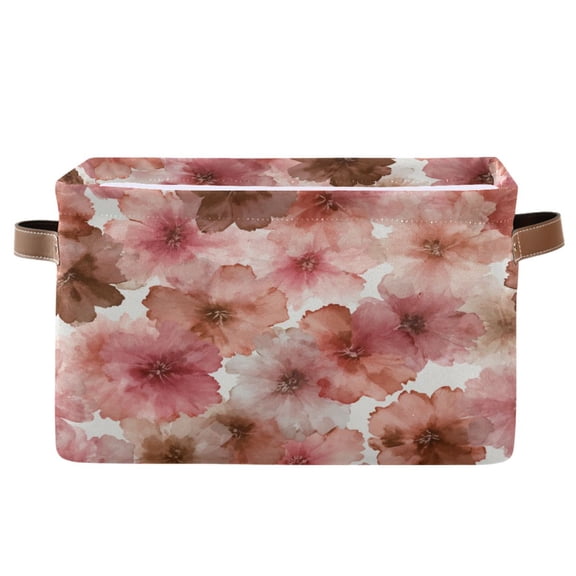 1-Pack Square Closet Organizers with Handles Open Basket Bins Tie-dye Flowers Pattern Storage Basket for Home Office