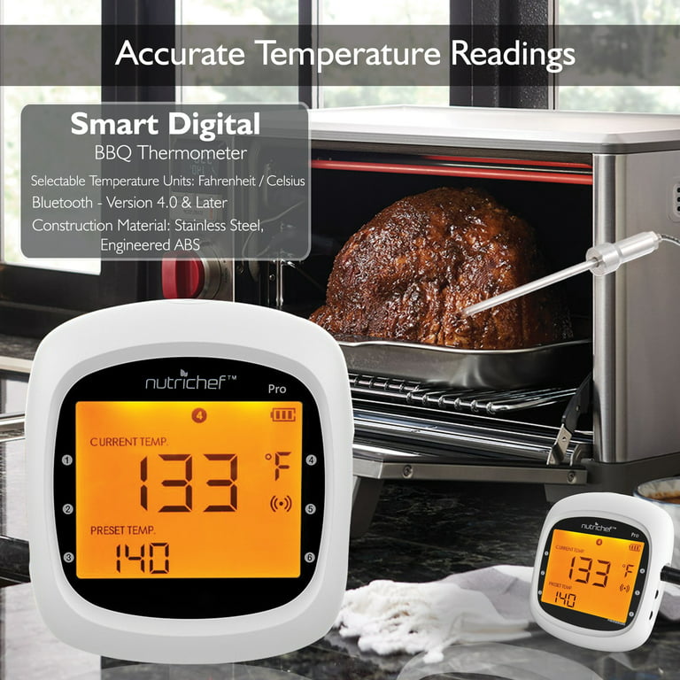 URLAFF Wireless Meat Thermometer, 360FT Bluetooth Food Thermometer with  Smart APP Control for Remote Monitoring,Digital Cooking Thermometer for  Smoker, Oven, Grill& Rotisserie