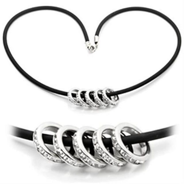 Alamode LO826-16 Women Rhodium Brass Chain Pendant with Top Grade Crystal in Clear - 16 in.