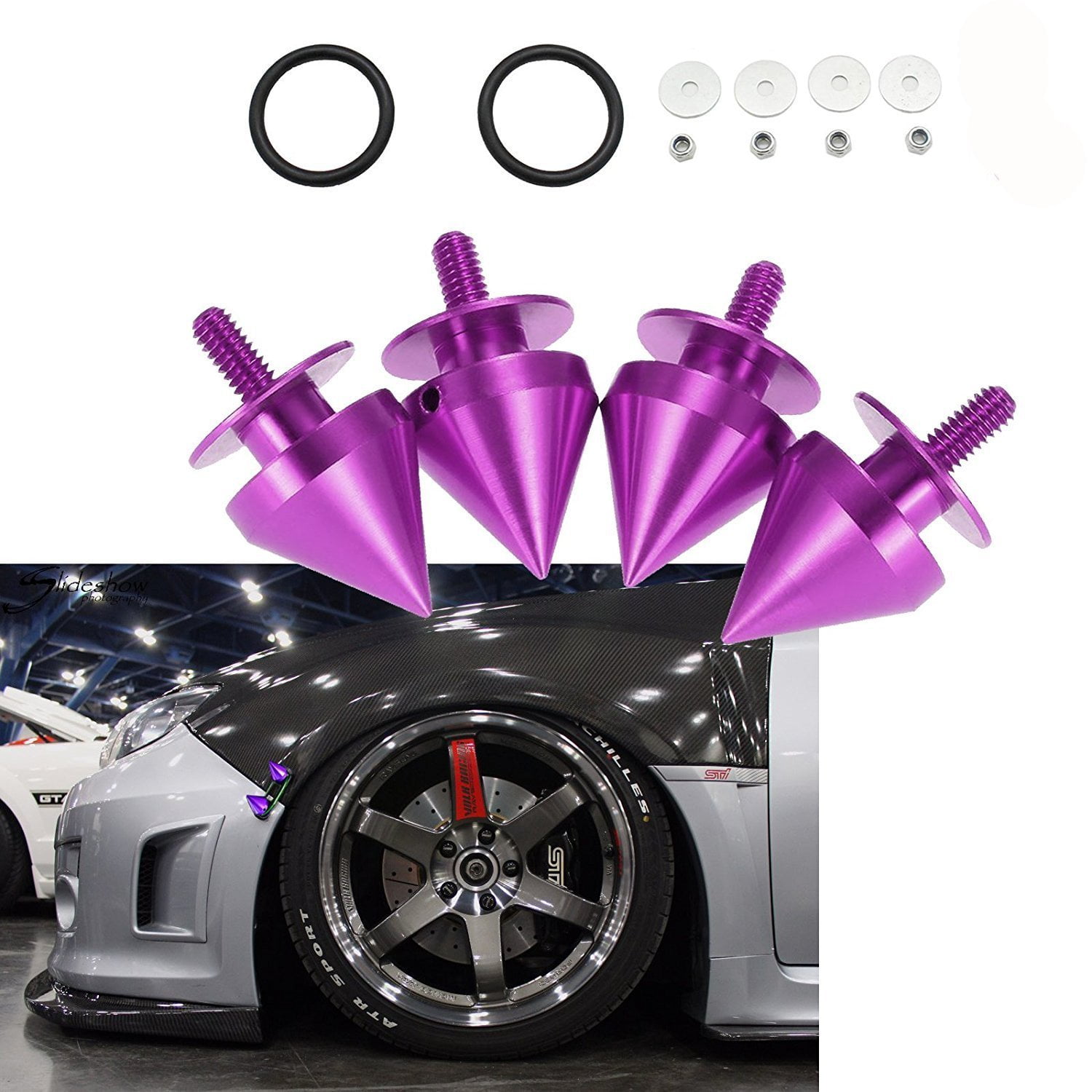 Purple Spike Quick Release Fasteners For Car Bumpers Trunk Fender Hatch Lids Kit
