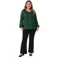 thumbnail image 3 of DARING DIVA Women's Plus Dressy Blouse Tie Front Elegant Shirt 1X Green, 3 of 6
