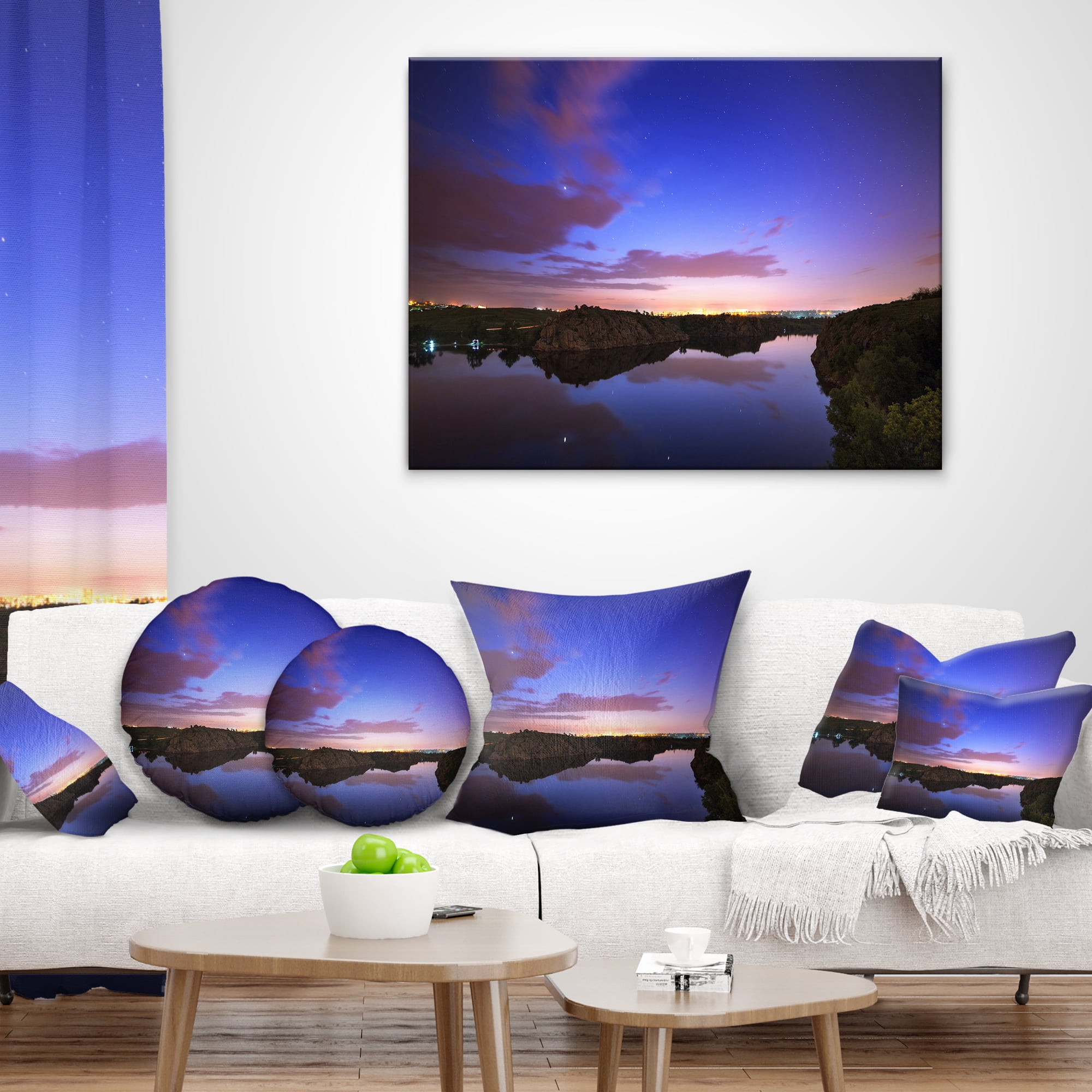 Designart Stars and Clouds Reflection - Landscape Photography Throw Pillow - 12x20
