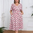 thumbnail image 6 of Plus Size Women's Dress Loose Flared Sleeve Maxi Dress Fresh Printed Mid Length Skirt Body Shaping Wide Fit Dress Beach Vacation Casual Wear XXL-XXXXL, 6 of 9