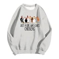 thumbnail image 4 of Arlun Just a Girl Who Loves Chickens Sweatshirts Women's Funny Chicken Graphic Letter Farm Casual Sweatshirts Crewneck Drop Shoulder Long Sleeve Pullover Tops Light Gray L, 4 of 4