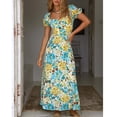 thumbnail image 4 of SMihono Robe Bohème d'Été pour Femmes Grande Taille Robe d'Été pour Femmes Imprimé Romantique Français Tempérament Douce à Manches Courtes, 4 of 8