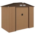 thumbnail image 1 of 7' x 4' Yellow Metal Garden Shed - Outdoor Storage House w/ Foundation Kit | Patio & Backyard Tool Storage, 1 of 7