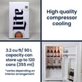 thumbnail image 5 of Miller Lite Compact Fridge w/ Bottle Opener, 3.2 cu ft (90L), White, Space-Saving Flat Back Design, Reversible Door, Tempered Glass Shelves, Licensed Miller Lite Artwork, Perfect for Beer-Lovers, 5 of 9