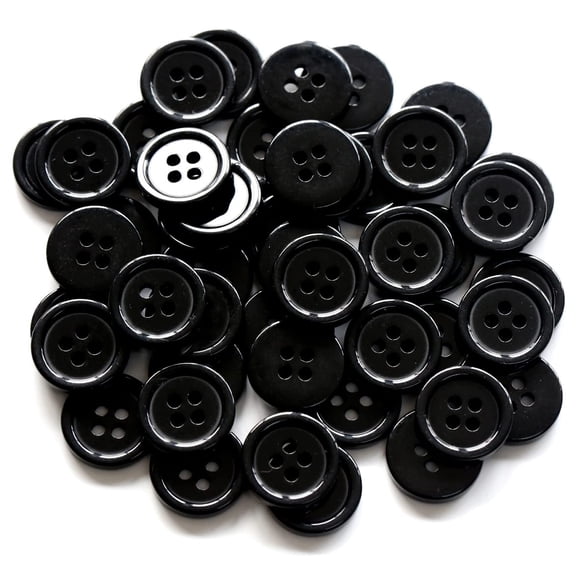Black Sewing Buttons, 160 PCS 5/8 Inch 15mm 4 Hole Round Resin Buttons, Smooth Durable Craft Buttons for Clothing, Sewing, DIY Projects, Scrapbook, Craft Making, Gift Decoration