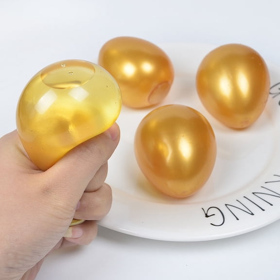 Squeezable Golden Egg Stress Relief Ball - Egg Shaped Relaxation Piece for Hand Pressure Relief Home Office Desk Decor