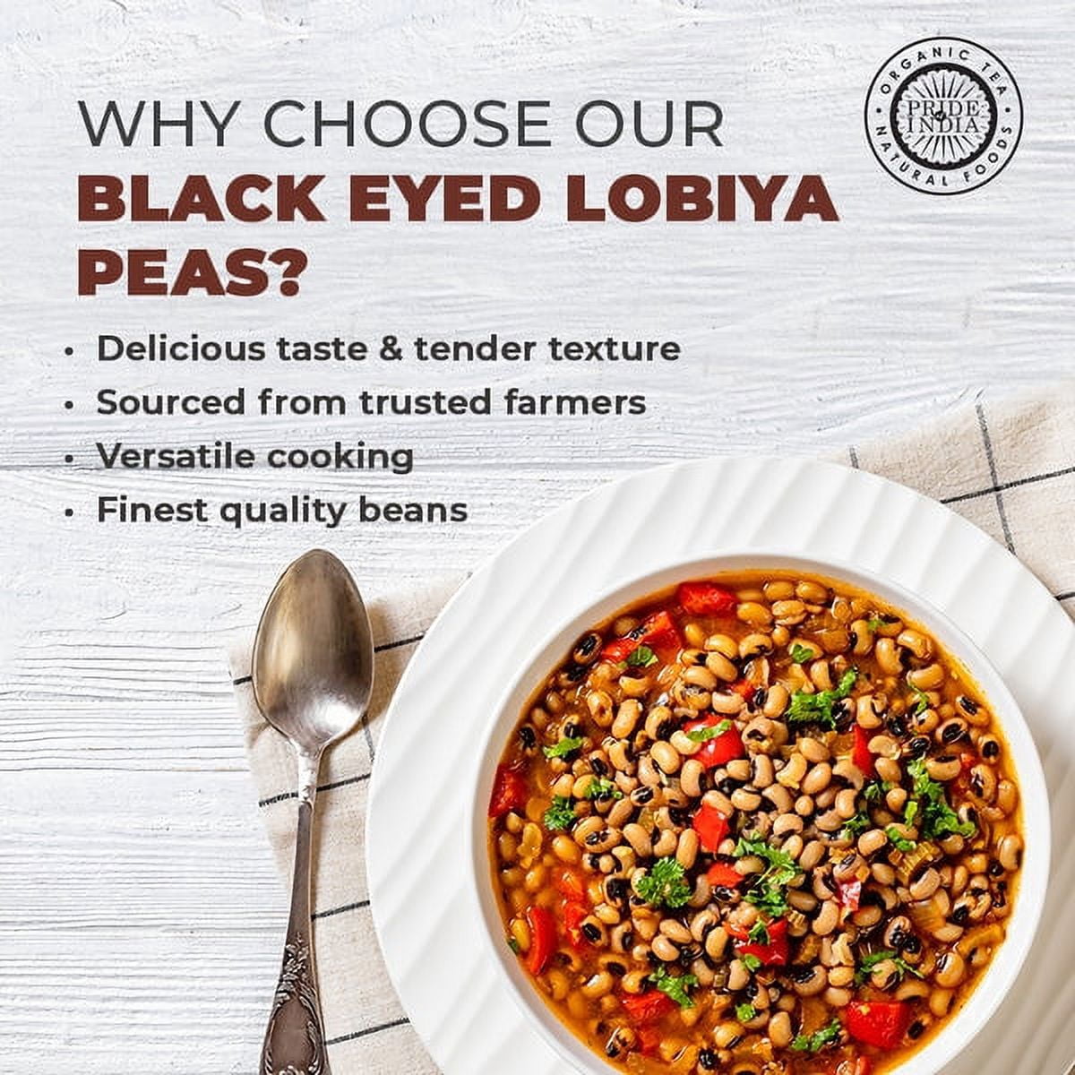 Pride Of India - PACK of 6 - Whole Black Eyed Peas - Lobia, 3 lbs Jar
