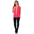 thumbnail image 4 of Simply Ravishing Women's Basic 3/4 Sleeve Hip Length Open Drape Cardigan, 1X, Coral, 4 of 4