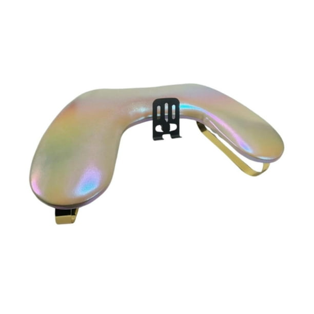 Almohada de manos para manicura con soporte cómodo para teléfono, estructura de hierro en forma de U, de cuero sintético, ideal para hogar. Amarillo
