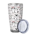 thumbnail image 2 of Lsque Cute Cat Pattern 20oz Car Cup with Lid and Straw, Insulated Coffee Cup with Straw Topper, Spill Proof Travel Coffee Mug, Stainless Steel Tumble-Straw Three-piece Set, 2 of 8