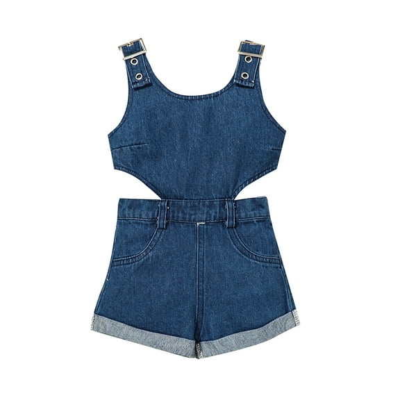 MXIEZI Baby Summer Sleeveless Fashion Bodysuit Shorts Newborn Girls Denim Jumpsuit Shorts Infant Girls Jeans Pants for 0 Month -3 Years old