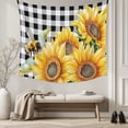 thumbnail image 5 of Sunflower Bee Tapestry for Bedroom Wall Hanging Tapestry, Black White Lattice Yellow Floral Flower Ceiling Backdrop Tapestries Poster Blanket Wall Decor for Teens Room Living Room Dorm 59" x 90", 5 of 8