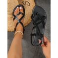 thumbnail image 2 of opean And American Style Women's Plus Size Flat Sandals, Simple Woven Round Toe Beach Slippers For Women, 2 of 4