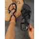thumbnail image 2 of opean And American Style Women's Plus Size Flat Sandals, Simple Woven Round Toe Beach Slippers For Women, 2 of 4