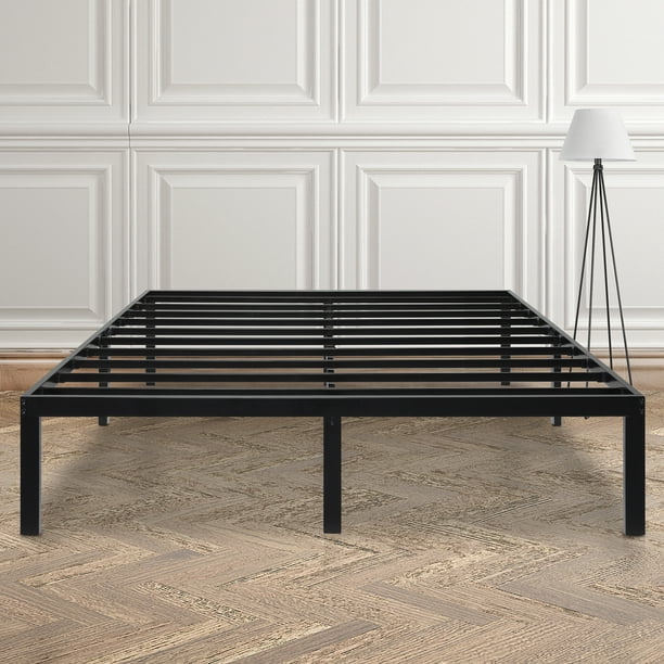 GranRest 14" Dura Metal Steel Slat Bed Frame, Queen size, Black