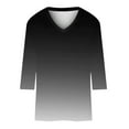 thumbnail image 4 of XMHJSMD Womens Tops 3/4 Sleeve Summer Print Plain Travel Cute Tops V Neck Slim Fit Half Sleeve Tshirts Shirts Spring Blouse(Black,Xxl), 4 of 5
