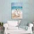 thumbnail image 6 of HFDF Coastal Pictures Canvas Wall Art: Beach Lady & Bicycle Artwork Blue Ocean Sailboat Painting Seascape Nautical Scenes Print on Canvas for Living room 20x24inch Framed, 6 of 6